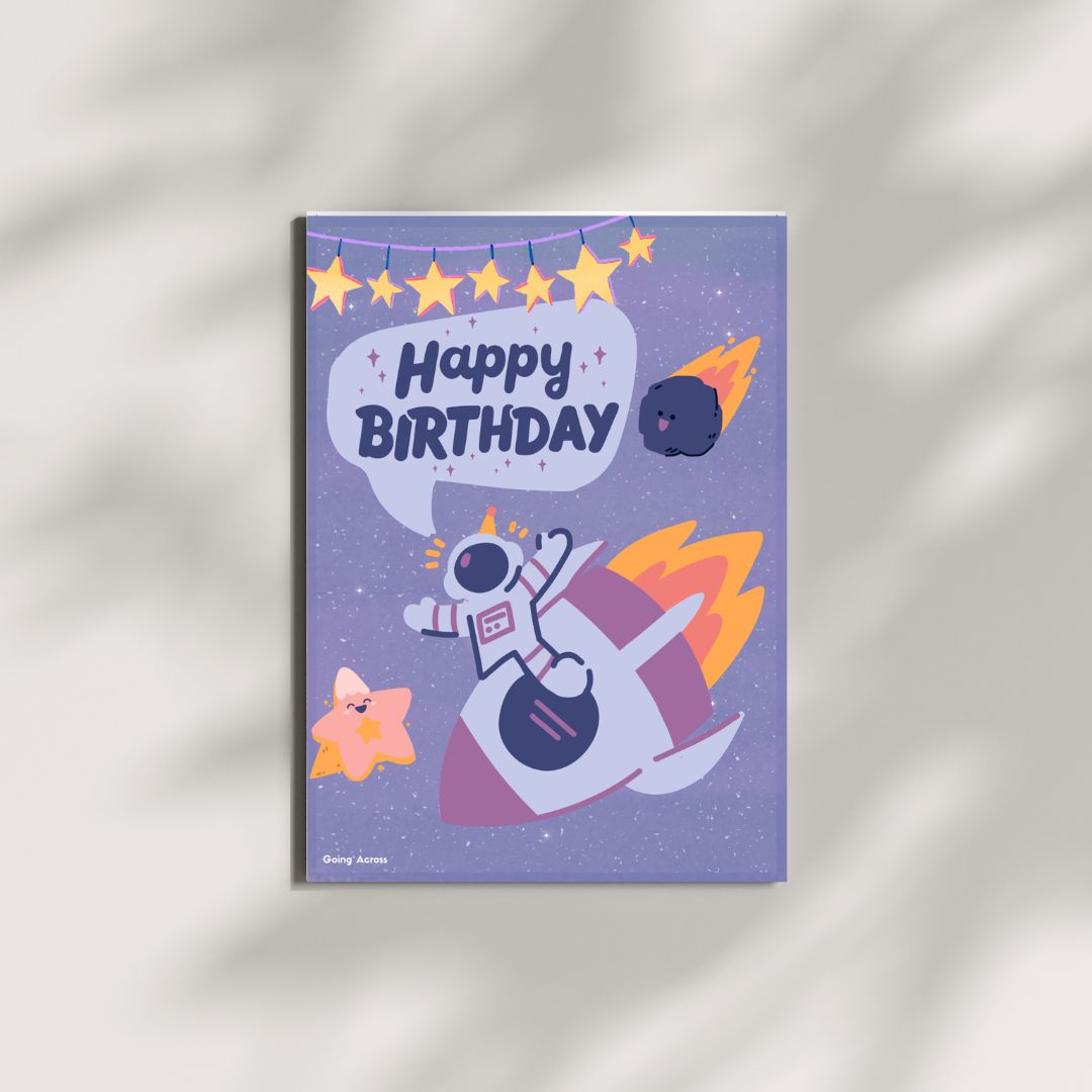 astronauts ufo space alien sci-fi printable digital birthday card pdf