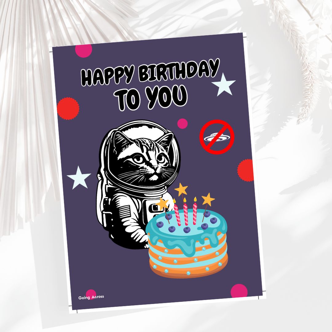 space alien sci-fi printable digital birthday cards pdf