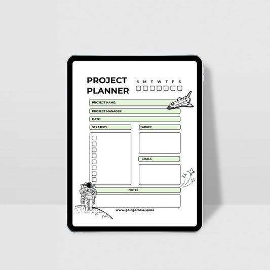 project planner tracker astronauts ufo space alien sci-fi printable digital pdf