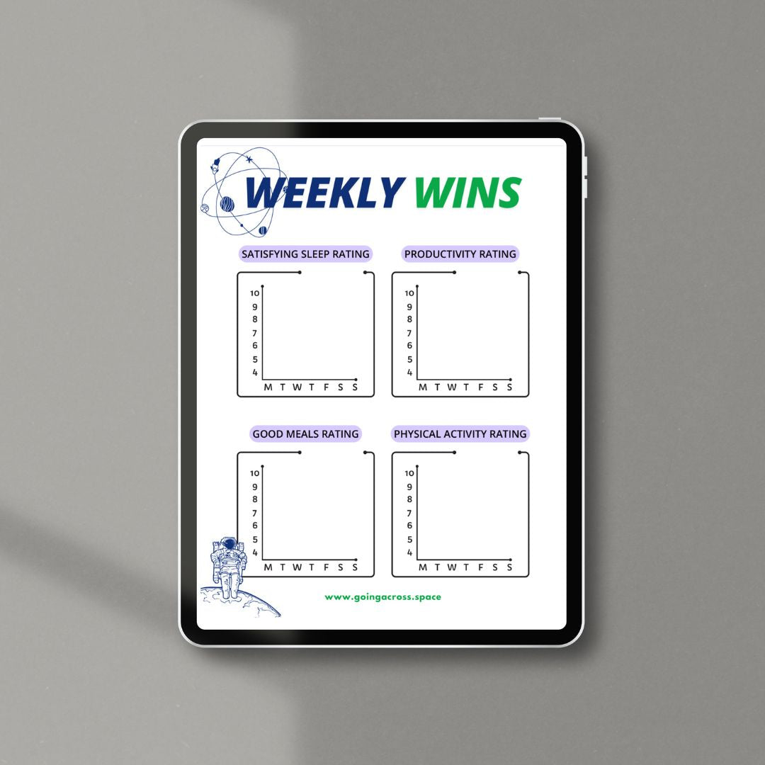 weekly planner daily tracker astronauts ufo space alien sci-fi printable digital card pdf