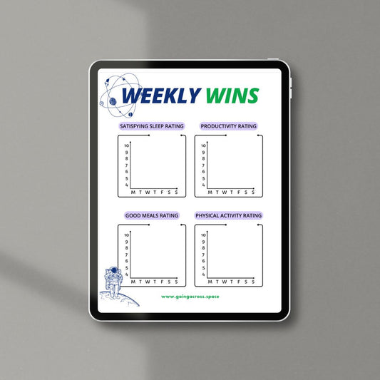 weekly planner daily tracker astronauts ufo space alien sci-fi printable digital card pdf