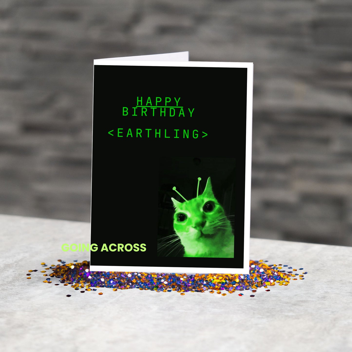 Alien Cat Meme Birthday Card (Digital-Printable)