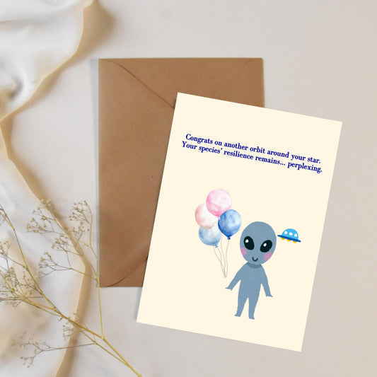 Another Orbit Around The Star Funny Alien Birthday Card – Digital Download