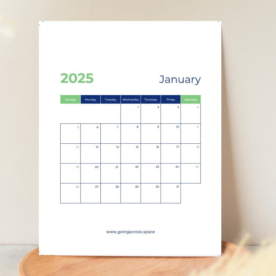 Minimalistic Calendar 2025 Printable