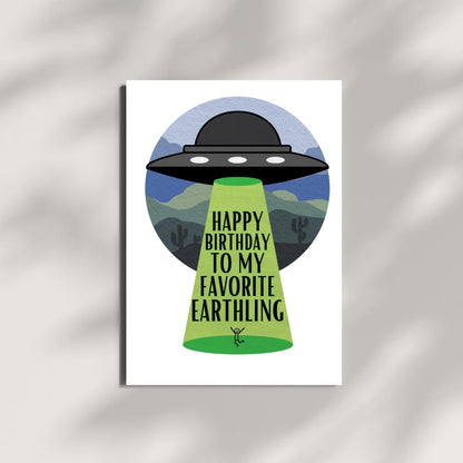 Space UFO Aliens Birthday Greeting Card – Digital Download