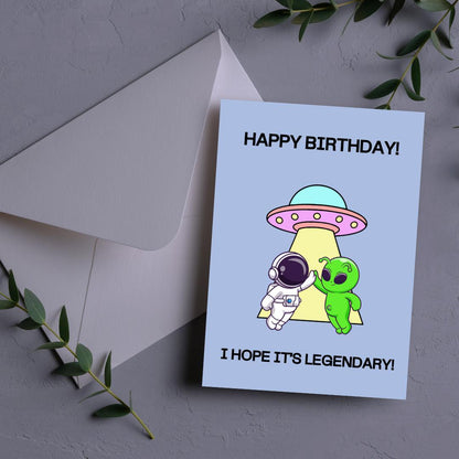 Alien Astronaut UFO Birthday Card – Digital Download
