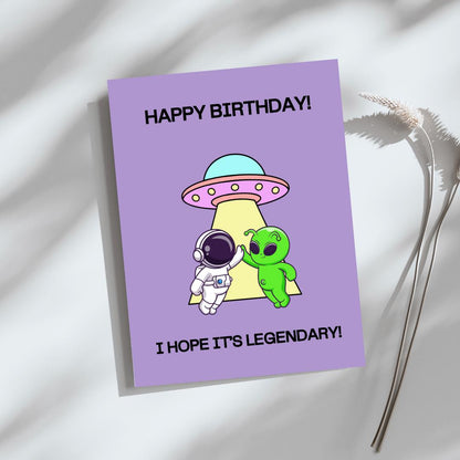 UFO Alien Astronaut Birthday Card – Digital Download