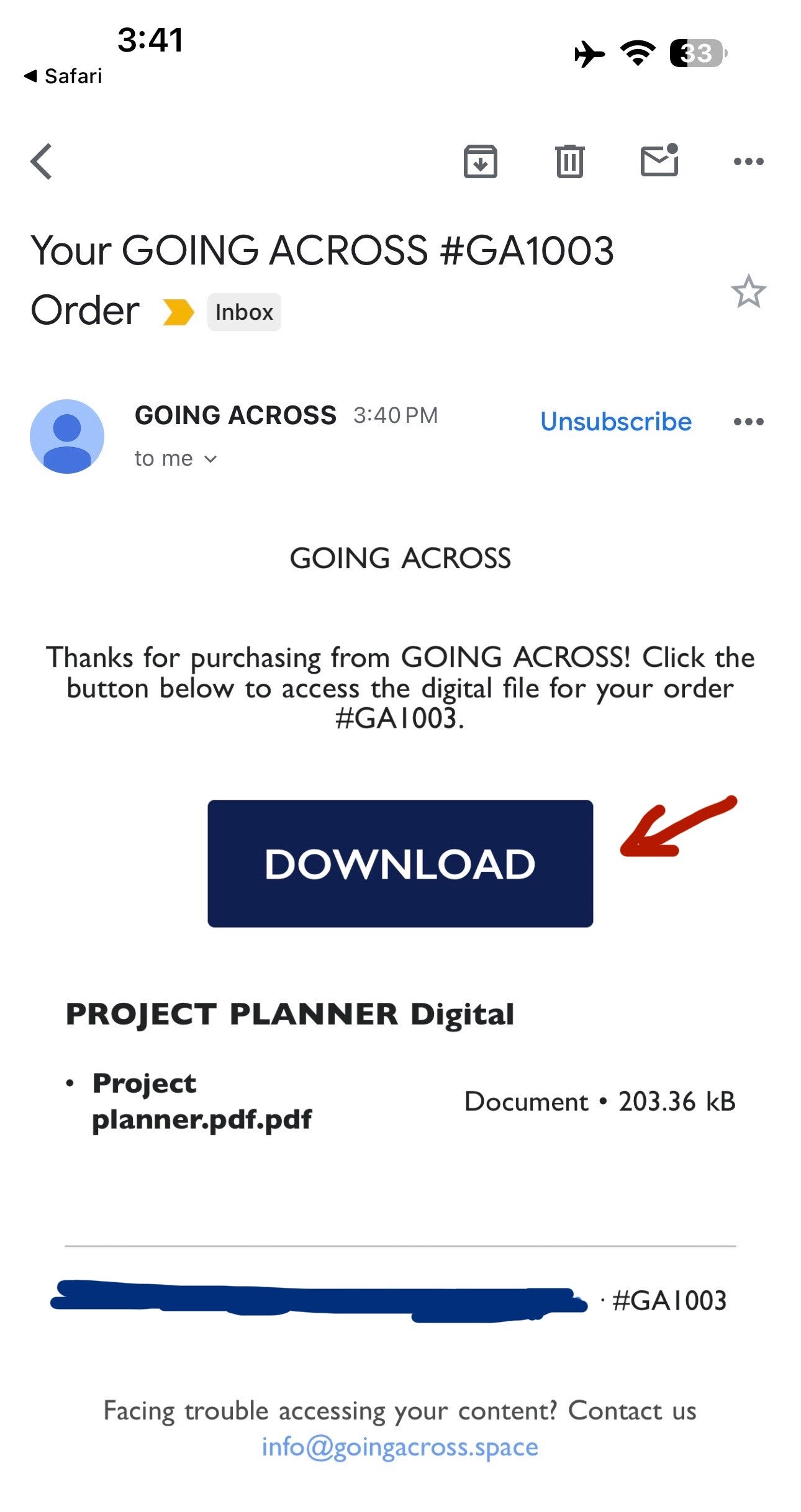 going across digital product download instructions 1